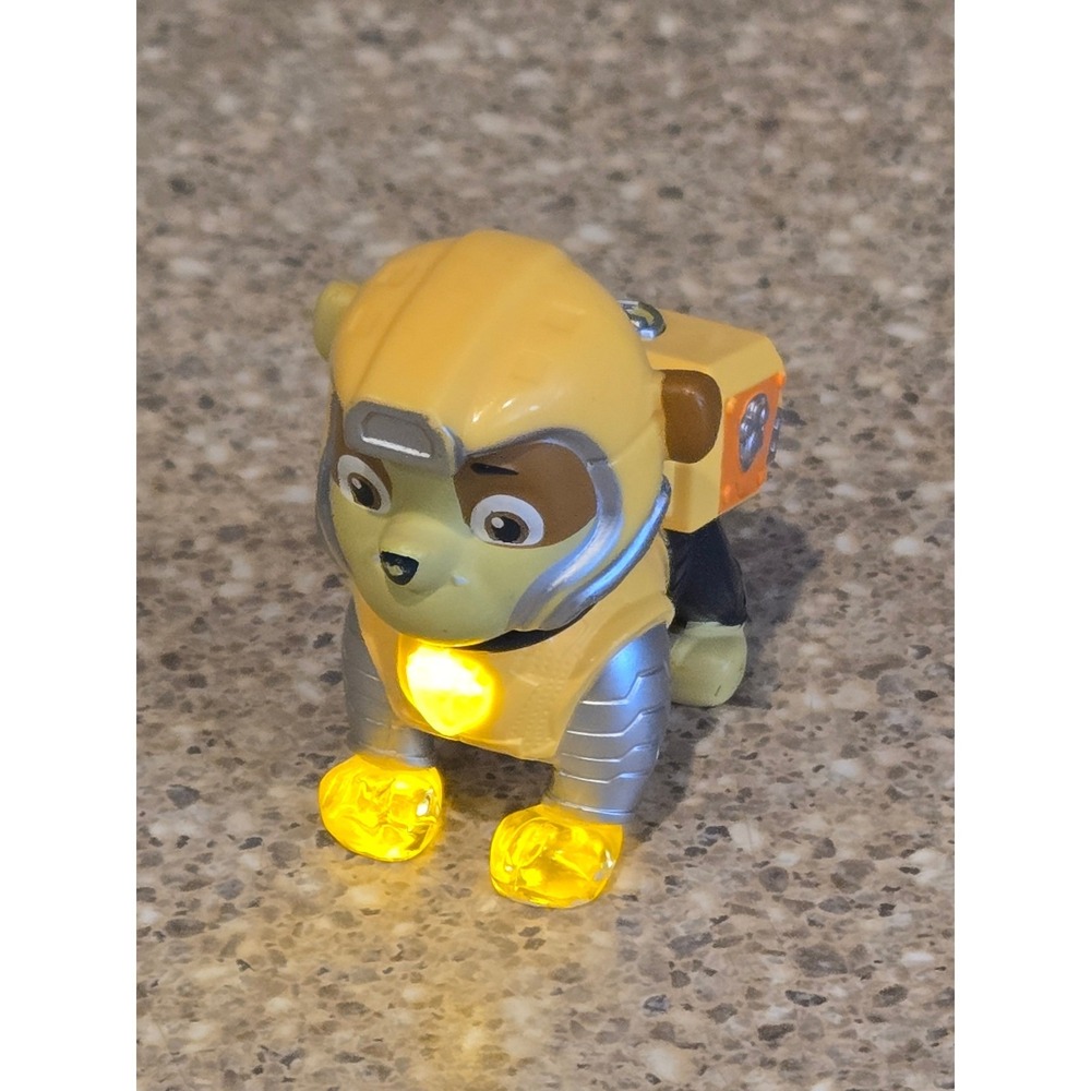 Paw Patrol Mighty Pups Super Paws Rubble Light Up Action Figure TESTED/WORKS